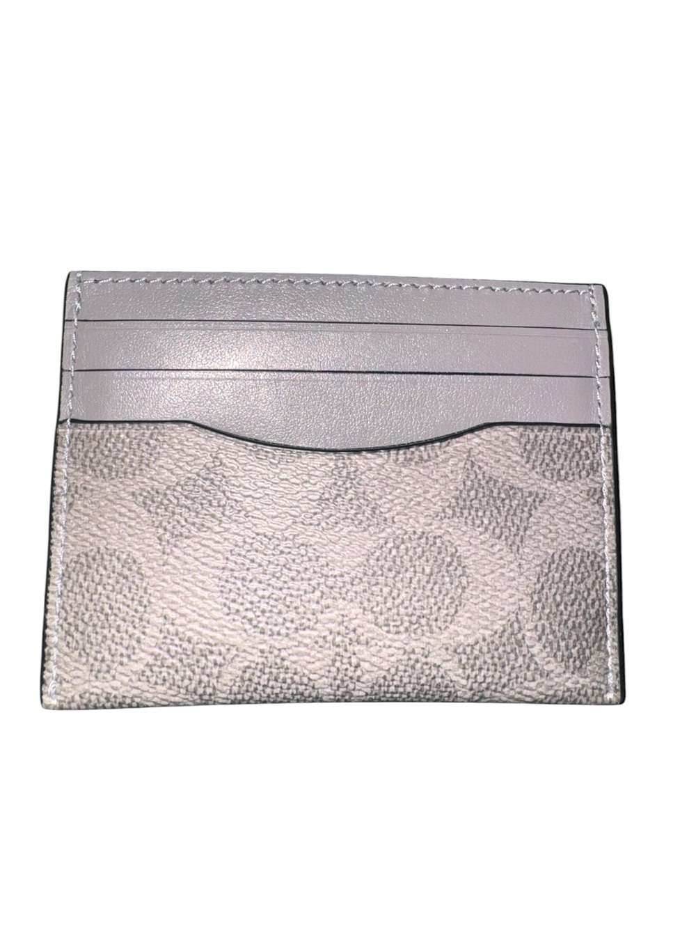 Coach Light Gray Signature Leather Card Case